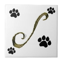 Tuile de monogramme d'empreinte de patte carreau