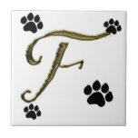 Tuile de monogramme d'empreinte de patte carreau en céramique