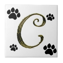 Tuile de monogramme d'empreinte de patte carreaux
