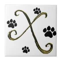 Tuile de monogramme d'empreinte de patte carreaux