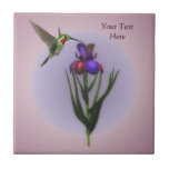 Tuile de nature de fleur d'iris de colibri carreau en céramique