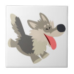 Tuile espiègle mignonne de loup de bande dessinée carreaux
