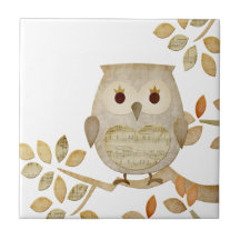 Tuile musicale de hibou d'arbre carreau en céramique