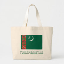 Turkmenistan Vlag met Naam Canvas Tas