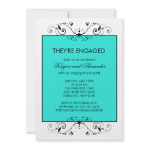 Turquoise et invitations noires de fiançailles de 