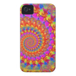 Turquoise et jaune de rose de motif de fractale de coque Case-Mate iPhone 4
