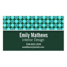 Turquoise et pois vert cartes de visite professionnelles