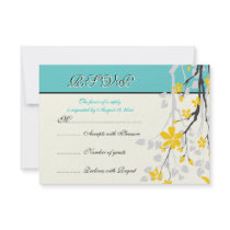 Turquoise jaune de fleurs épousant la carte de RSV