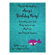 Turquoise rose nommée personnalisée de baleine de  invitations