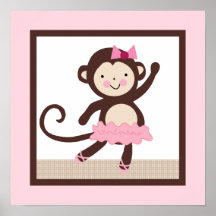 Tutu mignon/art de mur d'affiche de fille singe de