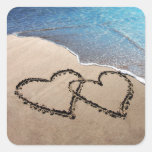 Twee Harten in het Zand Stickers
