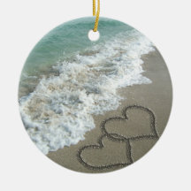Twee Harten van het Zand op het Strand Kerst Ornament