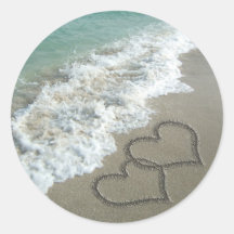 Twee Harten van het Zand op het Strand, Romantisch Stickers