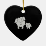 Twee Leuke Olifanten. Cartoon op Zwarte Kerstboom Ornamenten