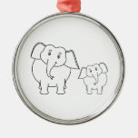 Twee Leuke Witte Olifanten. Beeldverhaal Ornamenten