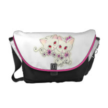 Twee zoete leuke katten met madeliefjes courier bags
