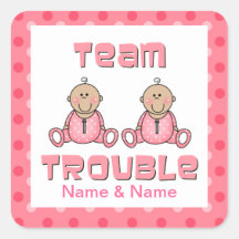 Tweeling Meisjes Vierkant Stickers