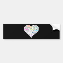 Typographie de coeur d'amour d'arc-en-ciel autocollant pour voiture