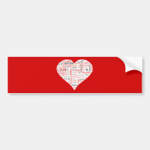 Typographie rouge de coeur d'amour adhésifs pour voiture