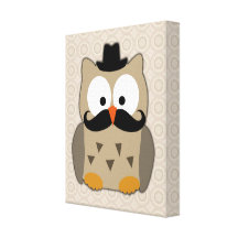 Uil met Snor en Pet Gallerij Wrap Canvas