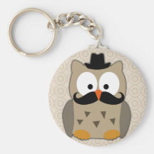 Uil met Snor en Pet Sleutel Hangers