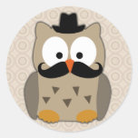 Uil met Snor en Pet Sticker