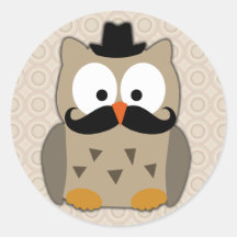 Uil met Snor en Pet Sticker