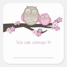 Uil van mamma's & Baby {Roze} | Bookplates Sticker