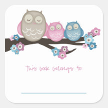 Uil van mamma's & Tweelingen {Roze & Blauw} | Book Stickers