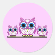 uilen ronde sticker