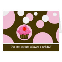 Uitnodiging van Cupcake van de kers de Bruine/Roze Wenskaart