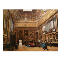 Uitzicht van de Grote Salon Carré in het Louvre Wenskaarten