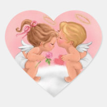 Un amour d'anges  - autocollant en cœur