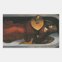 Un ange en rouge avec un luth par Leonardo da Vinc Autocollants