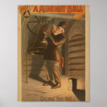 Une Bell de minuit, rétro théâtre "huilant Bell" Posters