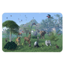Une scène exotique d'animal sauvage magnets en rectangle