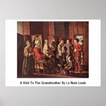 Une visite à la grand-mère par Le Nain Louis Affiche