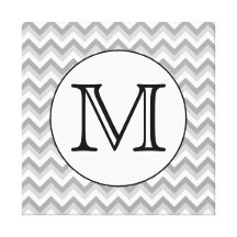 Uw Brief. Het grijze Monogram van het Patroon van  Stretched Canvas Print