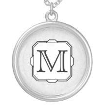 Uw Brief. Het Monogram van de douane. Grijs, Zwart Persoonlijke Ketting