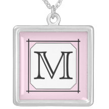Uw Brief. Het Monogram van de douane. Roze Zwart W Ketting