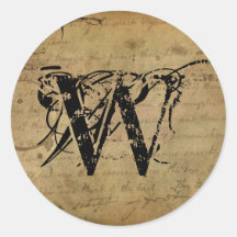 Uw Brief. Het Monogram van de douane. vintage voel Sticker