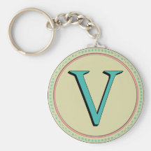 V LETTRE DE MONOGRAMME PORTE-CLÉ