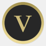 V : : Or élégant du monogramme V et autocollant no