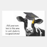 Vache drôle à obtention du diplôme de félicitation autocollant