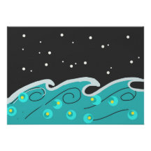 Vague bleue d'invitation de carte postale