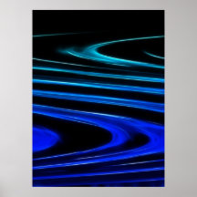 Vagues bleues de néon posters