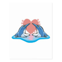 valentine de coeur de dauphin carte postale