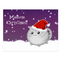Van de Kerstmis grijze gestreepte kat van Kawaii h Wenskaart