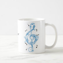Van de scrollworksol van de g-sleutel blauwe de no koffie bekers