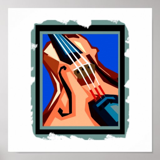 Van de viool dichte omhoog grafische blauwe samenv poster